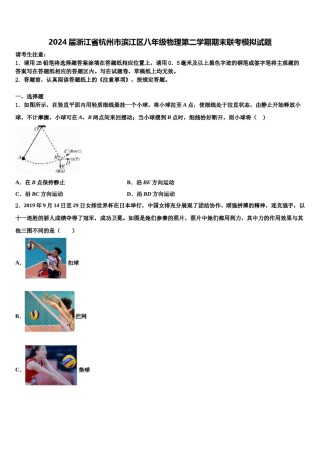 2024届浙江省杭州市滨江区八年级物理第二学期期末联考模拟试题含解析.doc