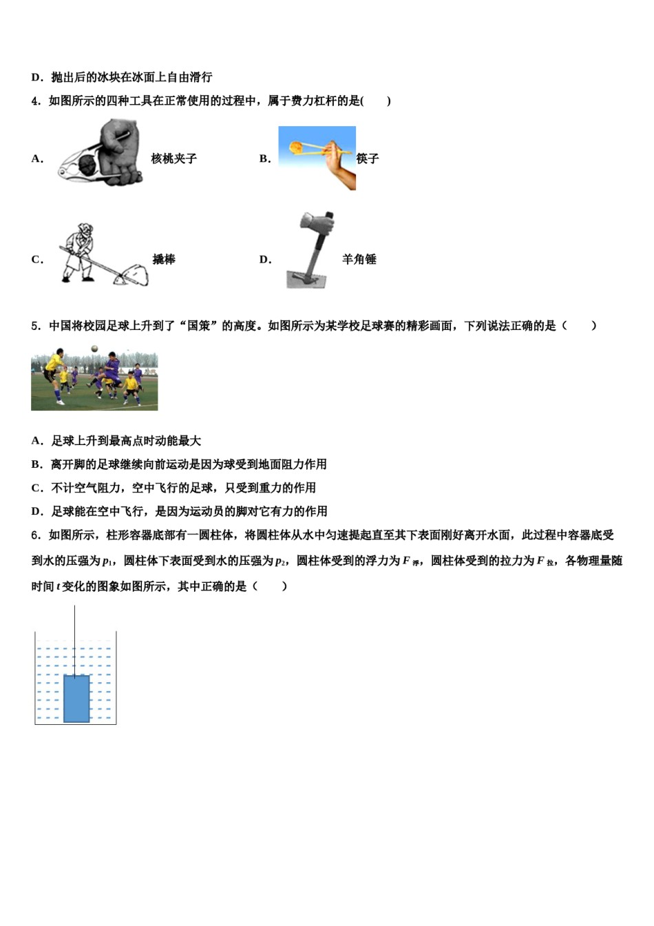 2024届浙江省温州市瑞安市集云实验学校物理八下期末综合测试模拟试题含解析.doc_第2页