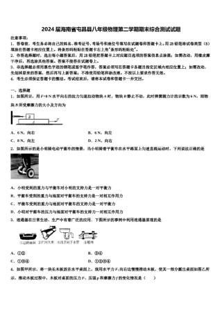 2024届海南省屯昌县八年级物理第二学期期末综合测试试题含解析.doc