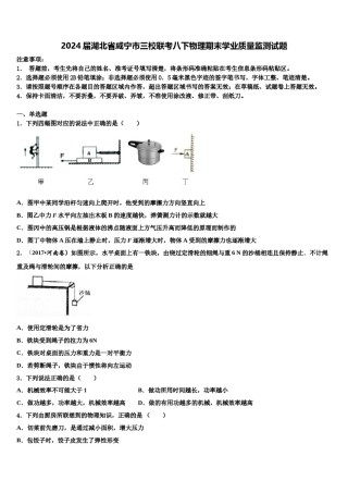 2024届湖北省咸宁市三校联考八下物理期末学业质量监测试题含解析.doc