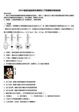 2024届湖北省宜昌市高新区八下物理期末预测试题含解析.doc