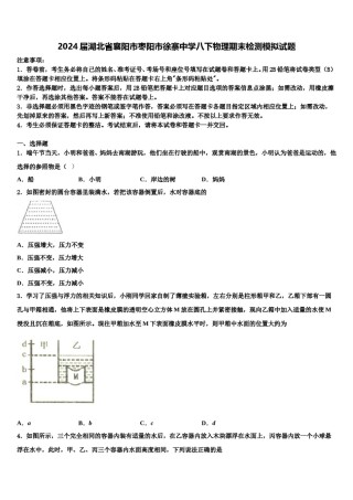 2024届湖北省襄阳市枣阳市徐寨中学八下物理期末检测模拟试题含解析.doc