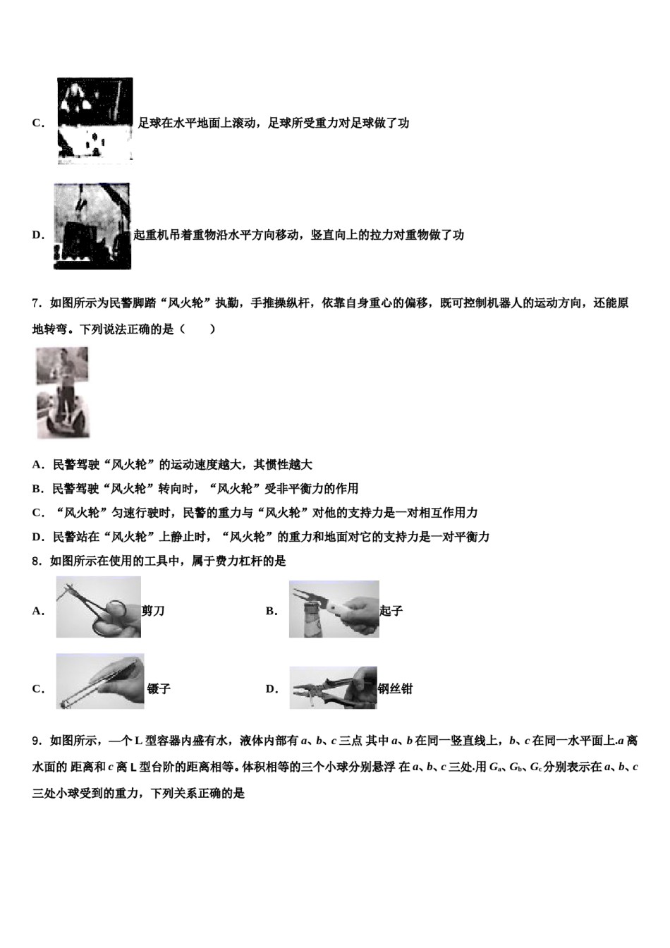 2024届湖南省师大附中博才实验中学物理八下期末调研试题含解析.doc_第3页