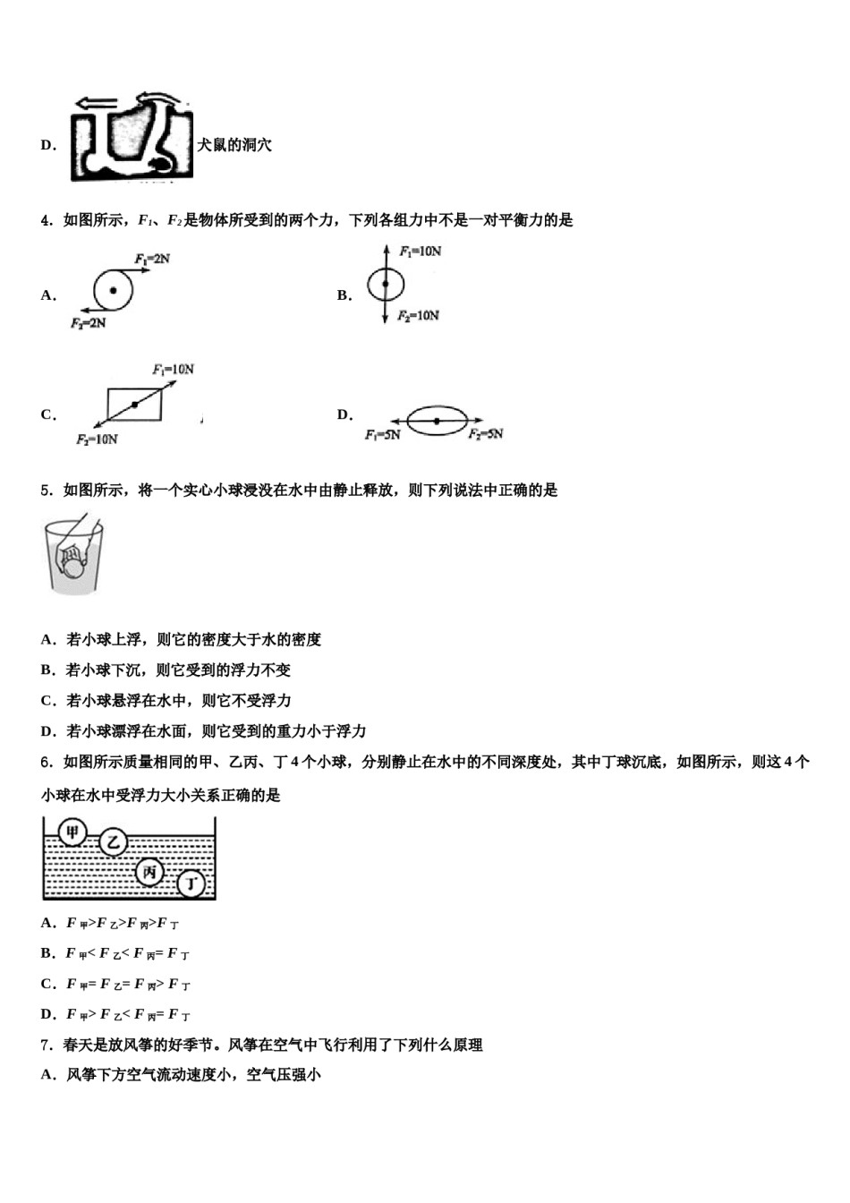2024届湖南省常德外国语学校物理八下期末质量跟踪监视模拟试题含解析.doc_第2页