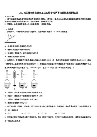 2024届湖南省常德市芷兰实验学校八下物理期末调研试题含解析.doc