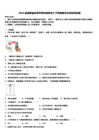 2024届湖南省张家界慈利县联考八下物理期末达标检测试题含解析.doc