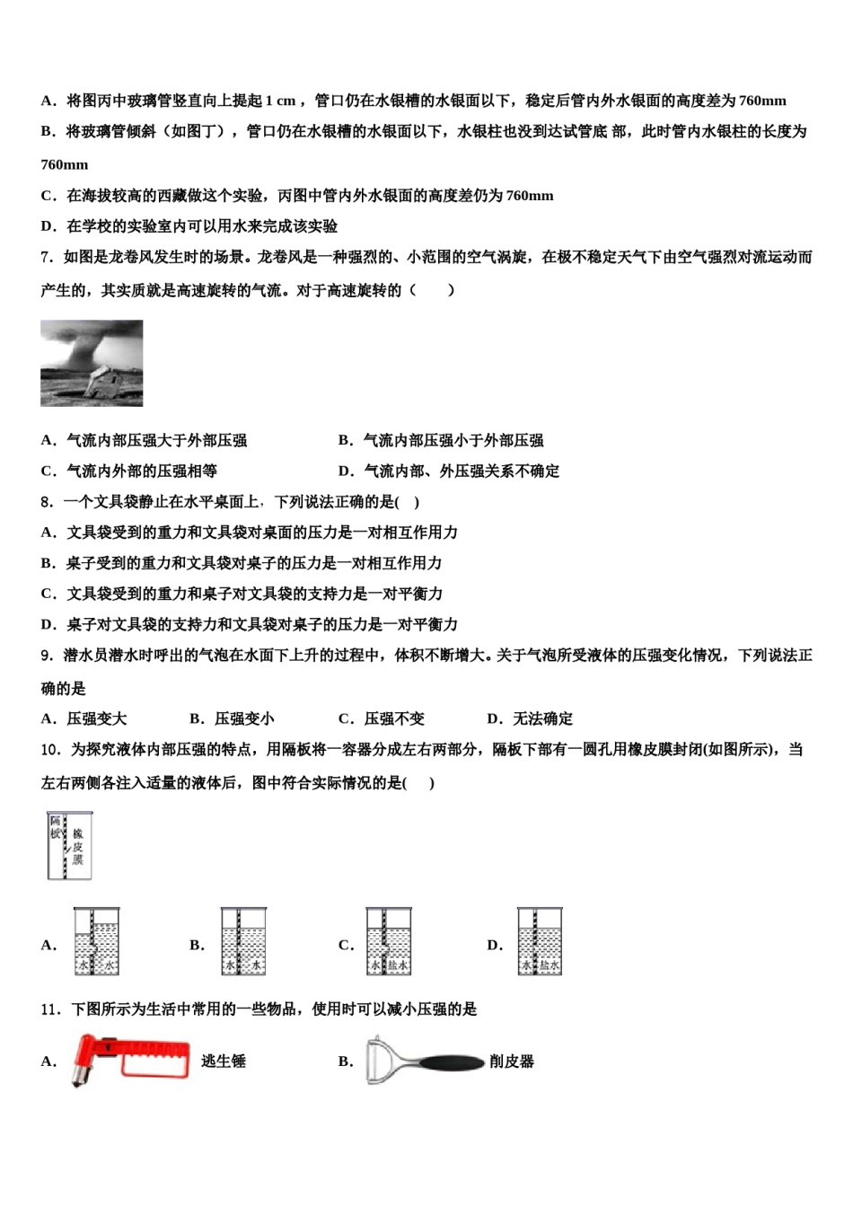 2024届湖南省益阳市名校物理八下期末学业水平测试试题含解析.doc_第3页