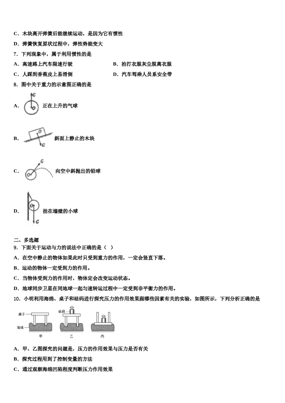 2024届湖南省衡阳市物理八下期末复习检测模拟试题含解析.doc_第3页