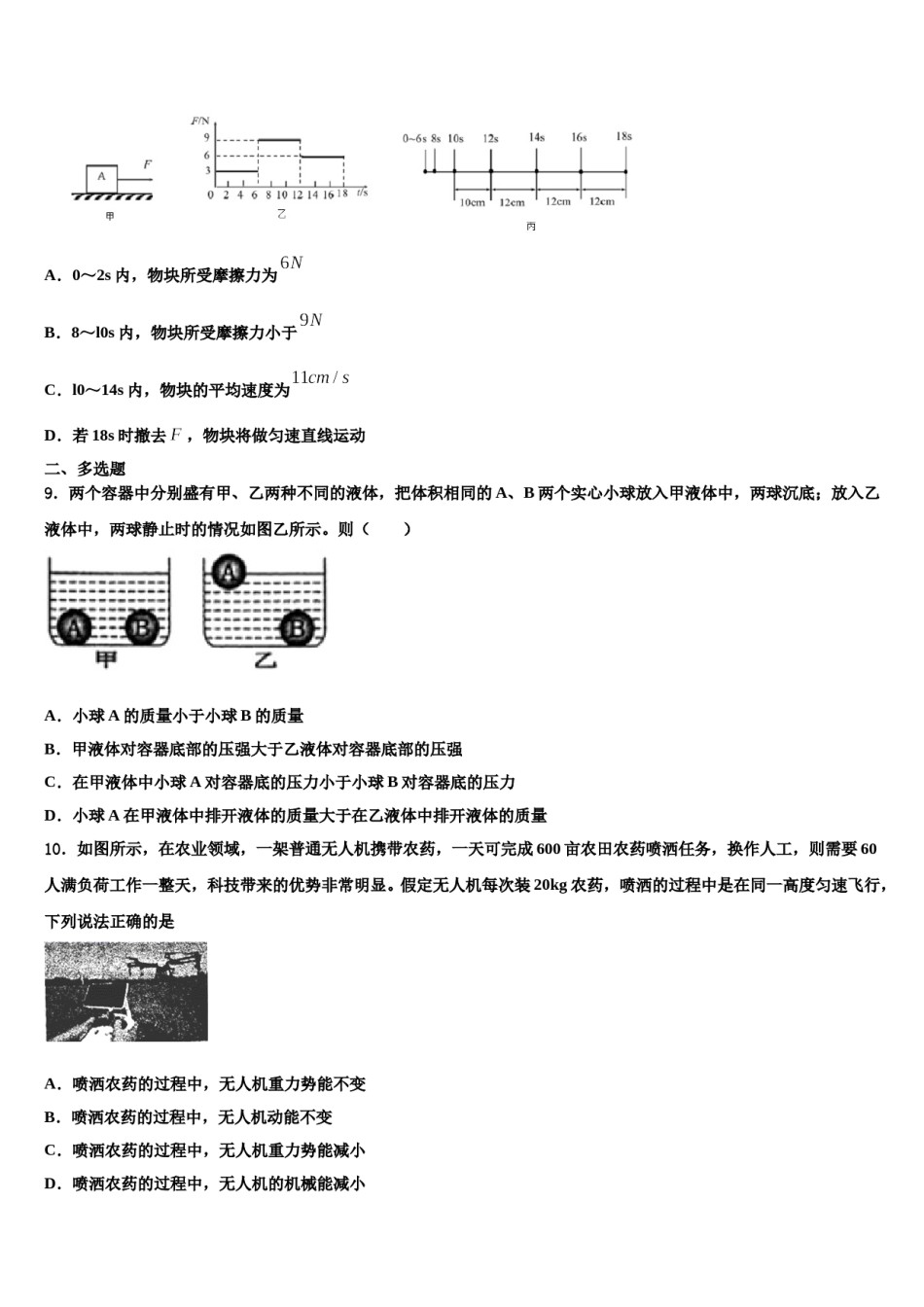 2024届湖南省邵阳市双清区物理八下期末考试试题含解析.doc_第3页