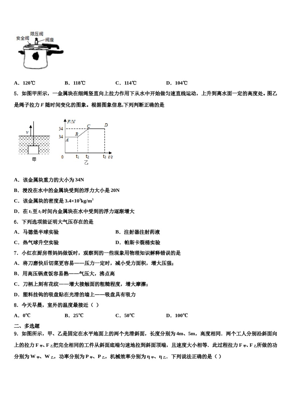 2024届湖南省长沙市开福区周南实验中学物理八下期末达标检测试题含解析.doc_第2页