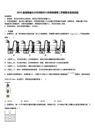 2024届湖南省长沙市浏阳市八年级物理第二学期期末监测试题含解析.doc