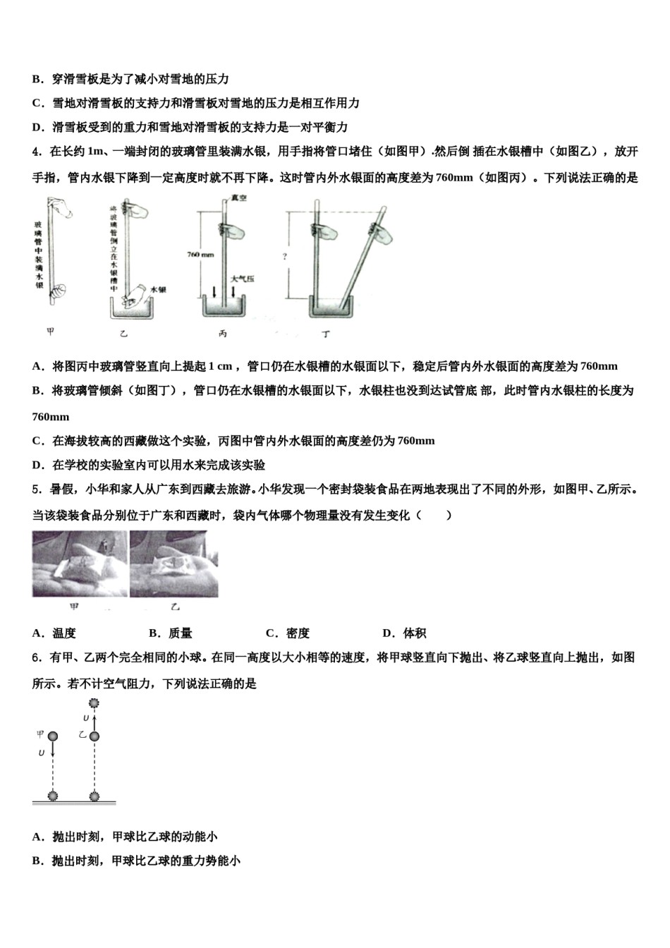 2024届湖南省长沙市青竹湖湘一外国语学校八下物理期末质量跟踪监视模拟试题含解析.doc_第2页