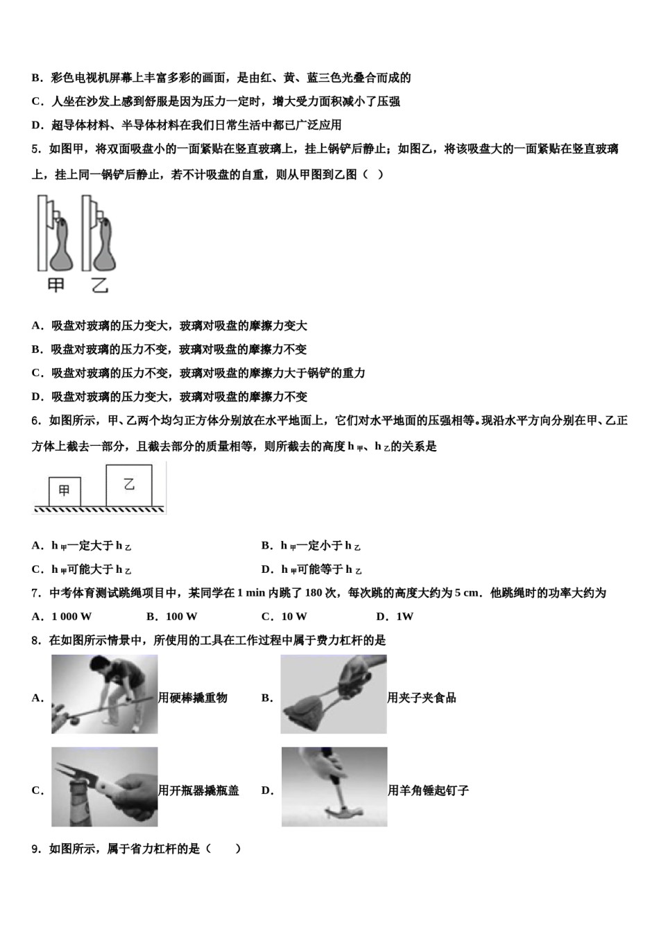 2024届湖南长沙长郡中学八下物理期末考试试题含解析.doc_第2页