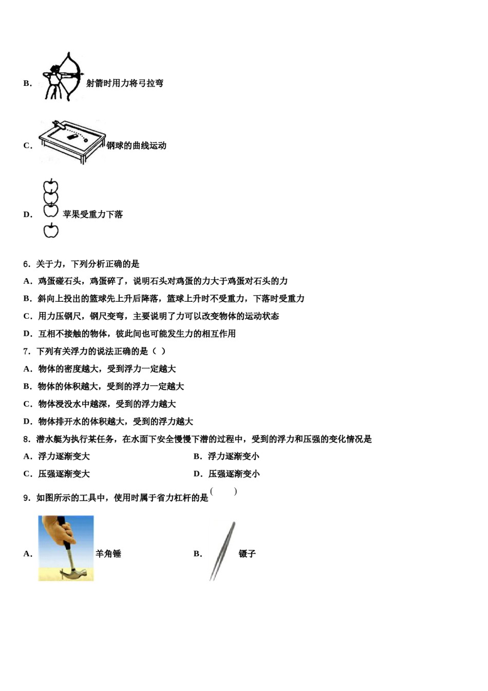 2024届牡丹江市重点中学物理八下期末预测试题含解析.doc_第2页