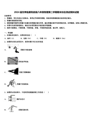 2024届甘肃临夏和政县八年级物理第二学期期末综合测试模拟试题含解析.doc