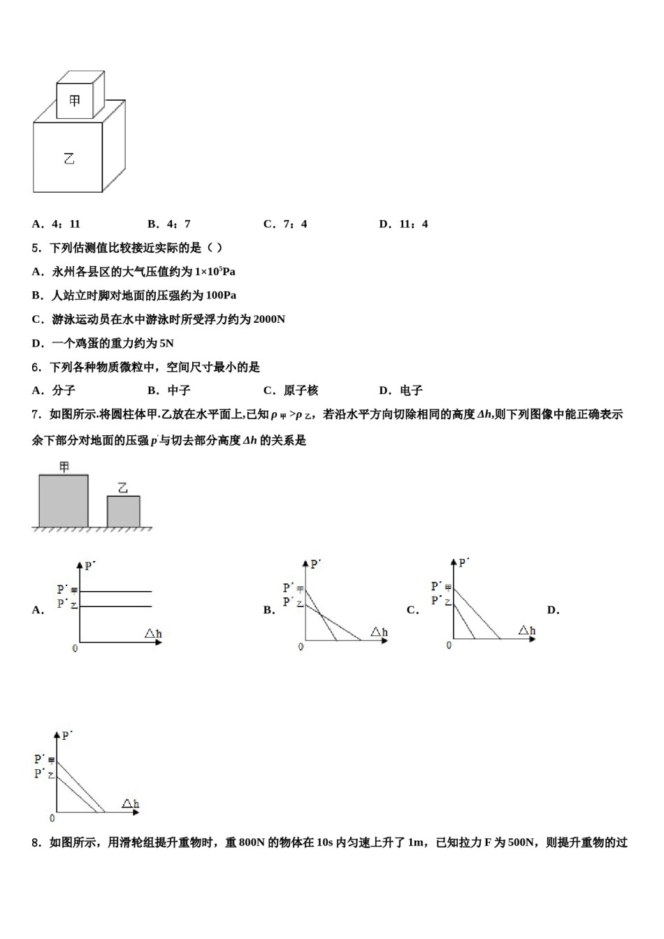 2024届甘肃省民乐县第二中学物理八下期末综合测试试题含解析.doc_第2页