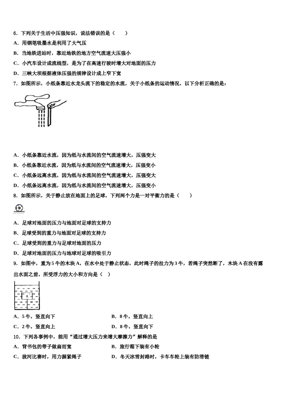 2024届盘锦市重点中学物理八下期末复习检测试题含解析.doc_第2页