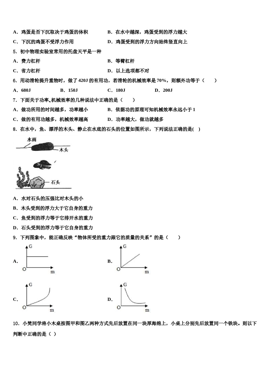 2024届石狮七中学八下物理期末学业质量监测模拟试题含解析.doc_第2页