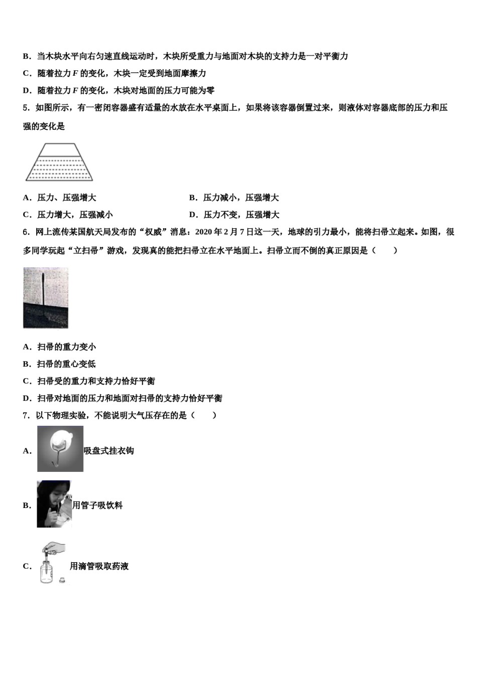 2024届福建省厦门五中学物理八下期末经典试题含解析.doc_第2页