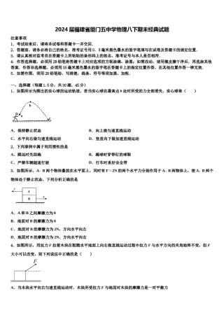 2024届福建省厦门五中学物理八下期末经典试题含解析.doc