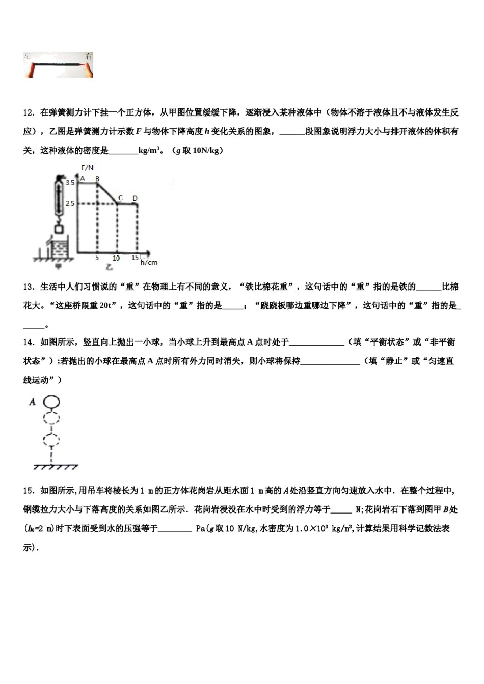2024届福建省厦门外国语海沧附属学校物理八下期末考试试题含解析.doc_第3页