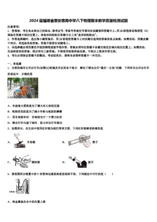 2024届福建省惠安惠南中学八下物理期末教学质量检测试题含解析.doc