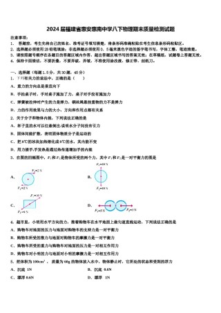 2024届福建省惠安惠南中学八下物理期末质量检测试题含解析.doc