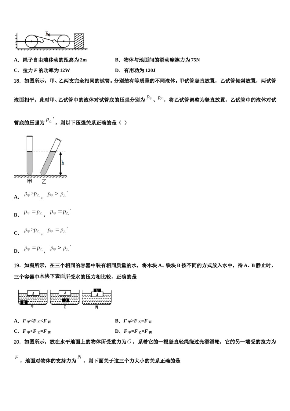 2024届福建省莆田一中学八年级物理第二学期期末质量检测试题含解析.doc_第3页