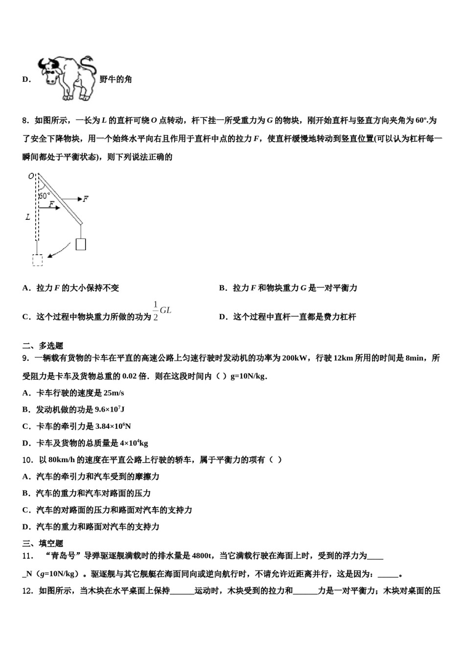 2024届福建省长泰一中学、华安一中学物理八下期末检测模拟试题含解析.doc_第3页