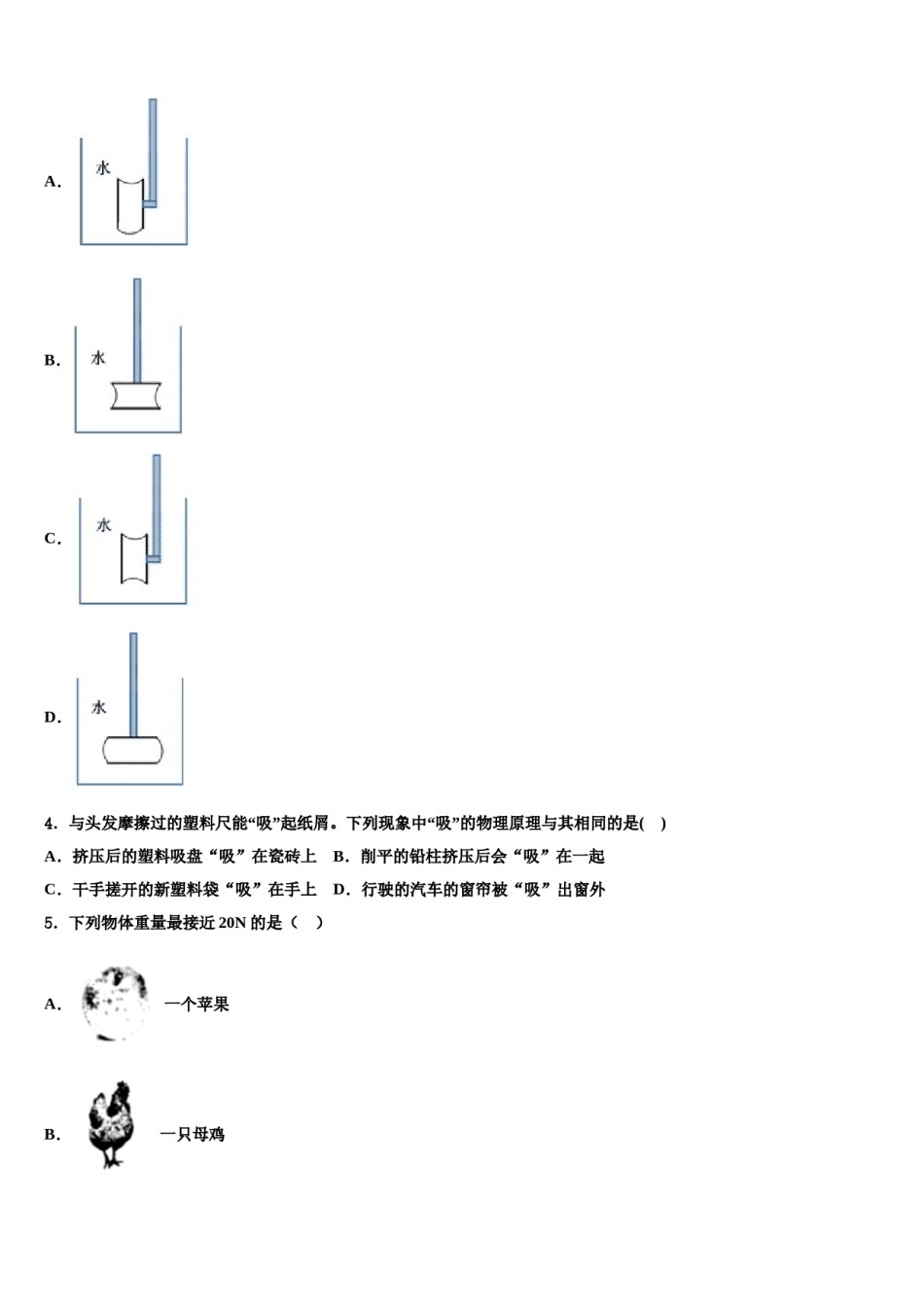 2024届福建省龙岩市北城中学物理八下期末联考试题含解析.doc_第2页