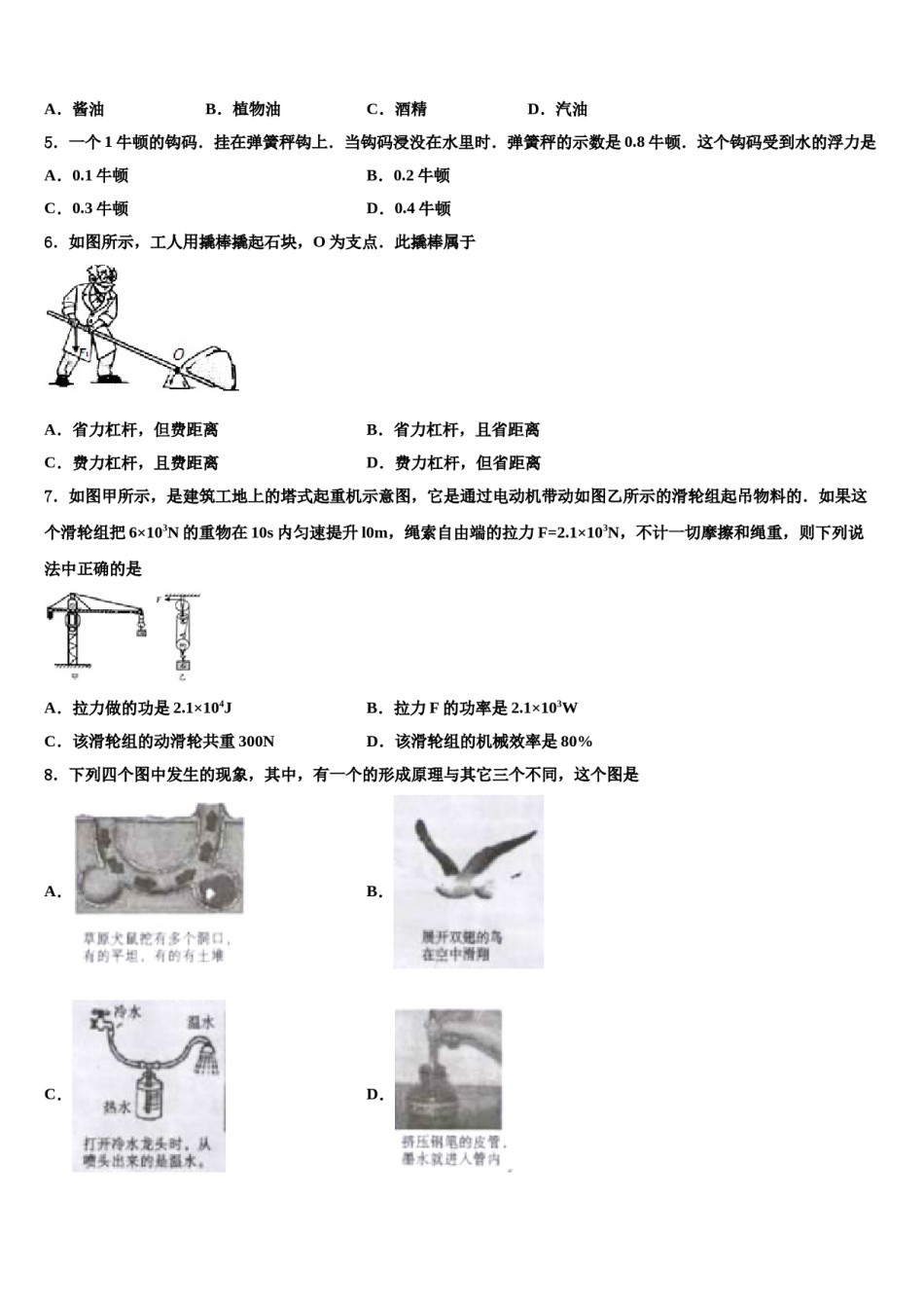 2024届福建省龙岩市新罗区龙岩市第二中学八年级物理第二学期期末考试试题含解析.doc_第2页