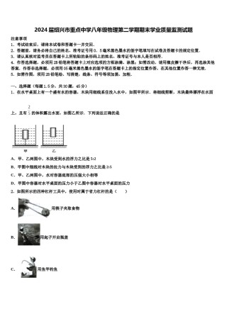 2024届绍兴市重点中学八年级物理第二学期期末学业质量监测试题含解析.doc