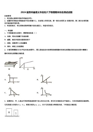 2024届贵州省遵义市名校八下物理期末综合测试试题含解析.doc