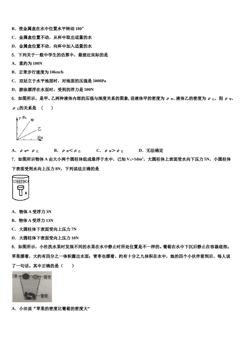 2024届贵州省黔南物理八下期末监测试题含解析.doc_第2页
