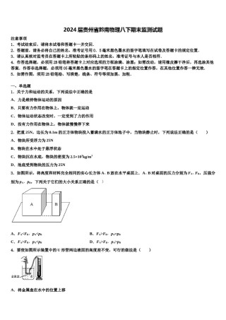2024届贵州省黔南物理八下期末监测试题含解析.doc