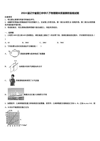 2024届辽宁省营口中学八下物理期末质量跟踪监视试题含解析.doc