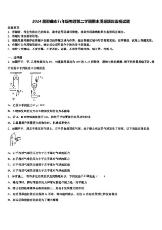 2024届那曲市八年级物理第二学期期末质量跟踪监视试题含解析.doc