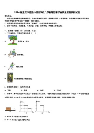2024届重庆市德普外国语学校八下物理期末学业质量监测模拟试题含解析.doc
