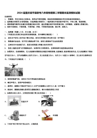 2024届重庆梁平县联考八年级物理第二学期期末监测模拟试题含解析.doc