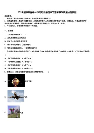 2024届陕西省榆林市定边县物理八下期末教学质量检测试题含解析.doc