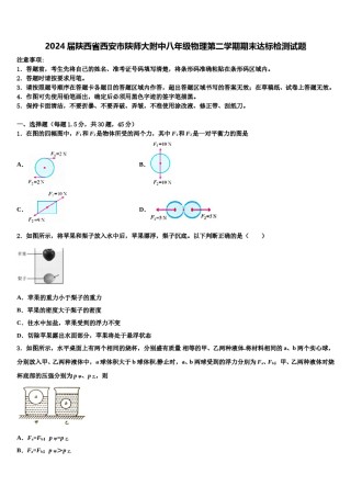 2024届陕西省西安市陕师大附中八年级物理第二学期期末达标检测试题含解析.doc
