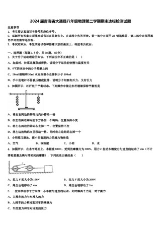 2024届青海省大通县八年级物理第二学期期末达标检测试题含解析.doc