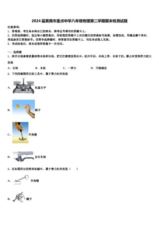 2024届黄南市重点中学八年级物理第二学期期末检测试题含解析.doc