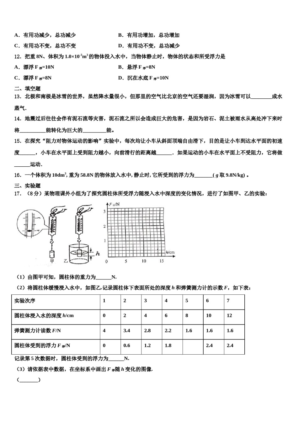 2024届黄埔区广附物理八下期末质量跟踪监视模拟试题含解析.doc_第3页