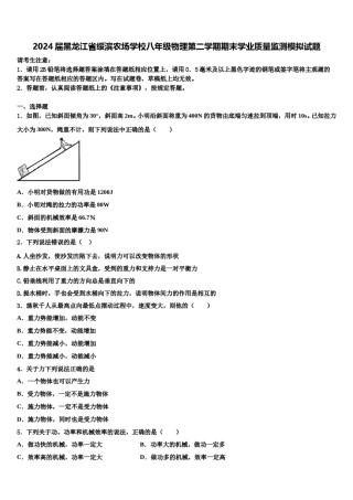 2024届黑龙江省绥滨农场学校八年级物理第二学期期末学业质量监测模拟试题含解析.doc