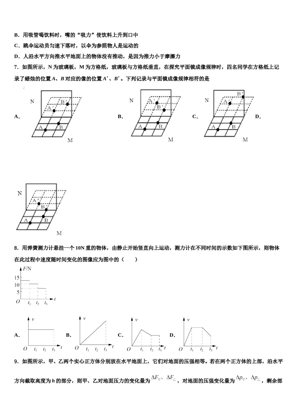上海外国语大秀洲外国语学校2024年物理八下期末复习检测试题含解析.doc_第2页
