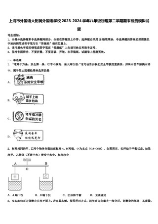 上海市外国语大附属外国语学校2023-2024学年八年级物理第二学期期末检测模拟试题含解析.doc