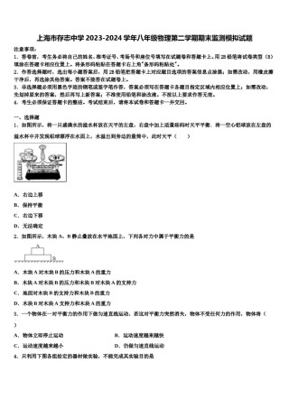 上海市存志中学2023-2024学年八年级物理第二学期期末监测模拟试题含解析.doc