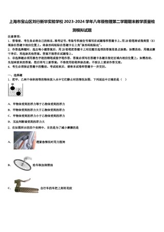 上海市宝山区刘行新华实验学校2023-2024学年八年级物理第二学期期末教学质量检测模拟试题含解析.doc