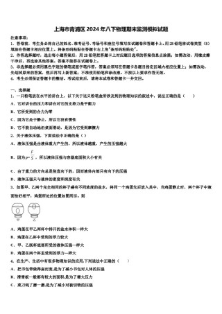上海市青浦区2024年八下物理期末监测模拟试题含解析.doc